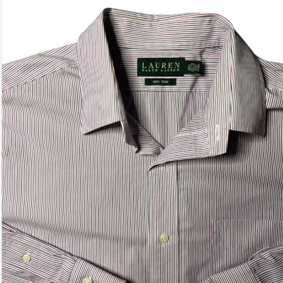 Lauren Ralph Lauren Other - Stripe Dress Shirt Non Iron Cotton - Blue/Red